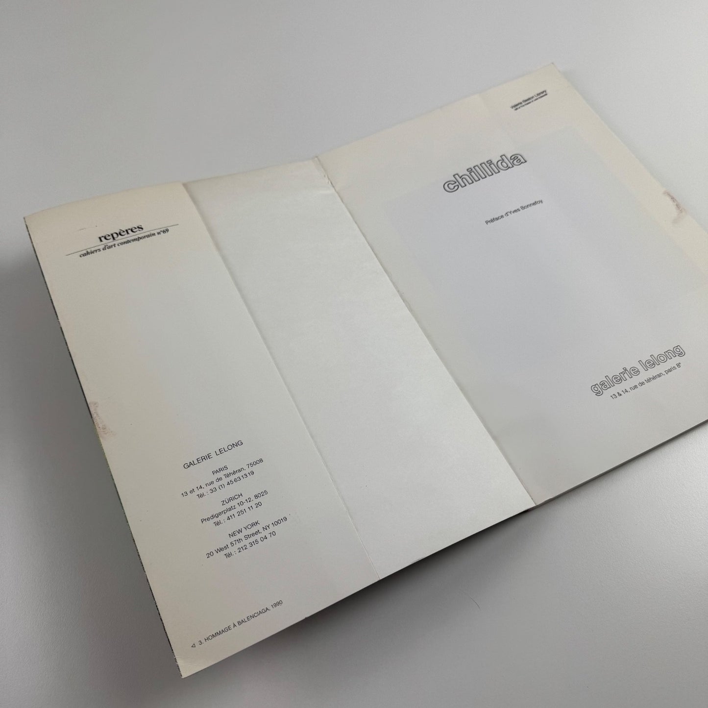 Chillida Galerie Lelong 1990s catalogue preface Yves Bonnefoy