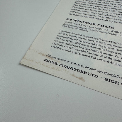 Ercol leaflet 'What’s so special about this Quintet' ERCOLion Windsor chair 1960s
