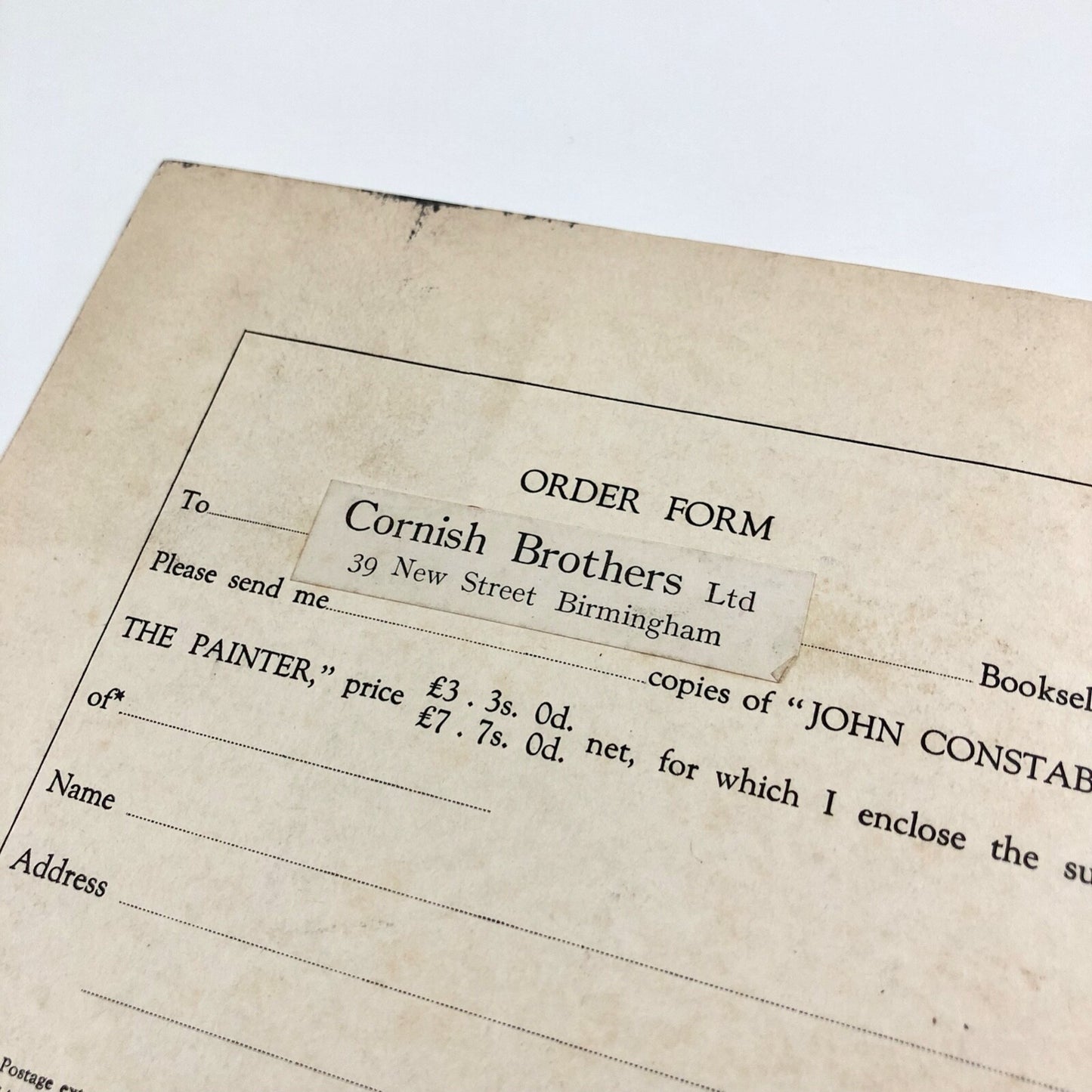Prospectus for John Constable the Painter by E.V. Lucas | Halton & Truscott Smith
