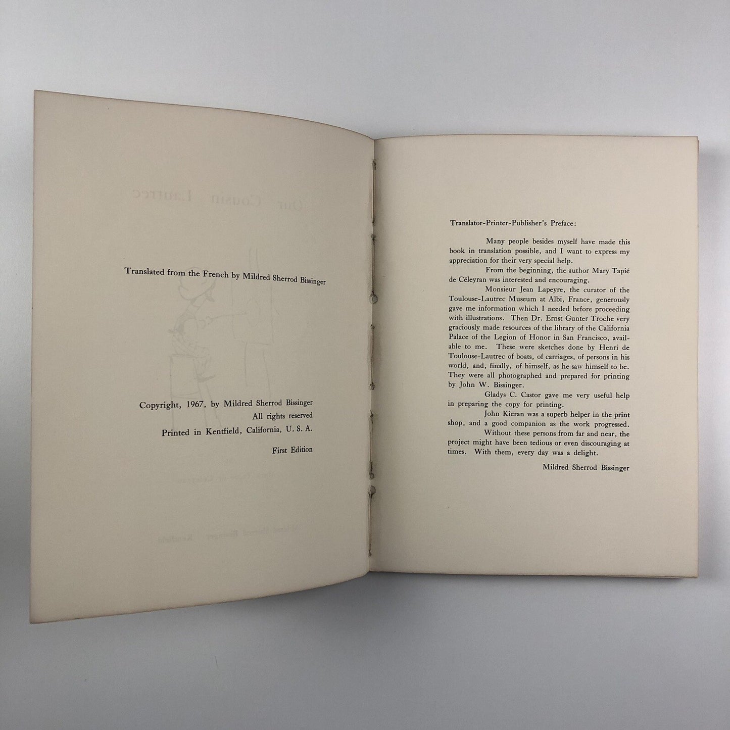 Our Cousin Lautrec by Mary Tapié de Céleyran | Kentfield, 1967 | Limited edition numbered 122/150