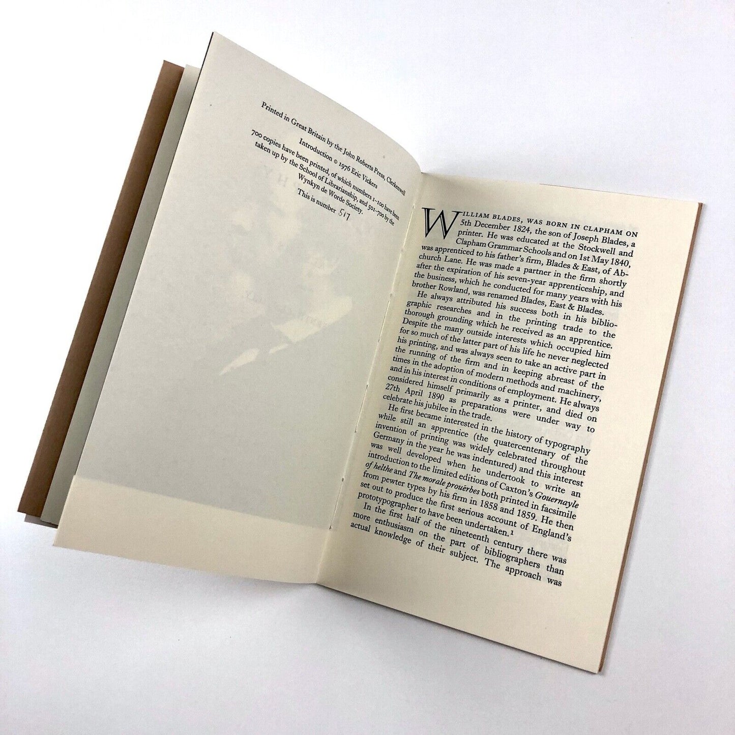 Some Account of the Typography of St. Albans in the fifteenth century by William Blades | John Roberts Press, London, 1976