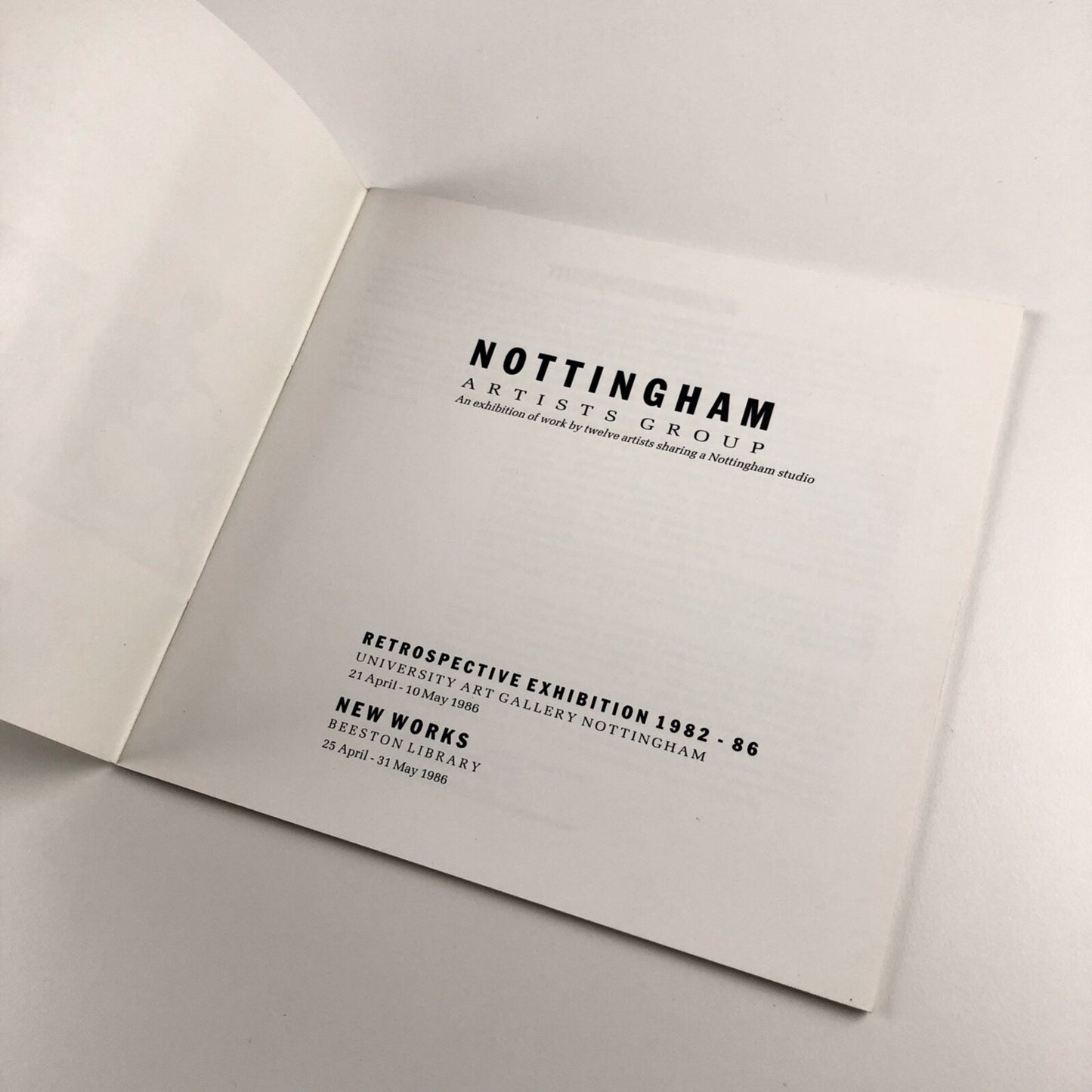 Nottingham Artists Group – University Art Gallery Nottingham catalogue | Beeston 1982-6