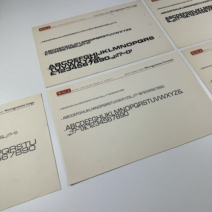 Società Nebiolo Microgramma type specimens x 5 printer Wace and Co Ltd, undated