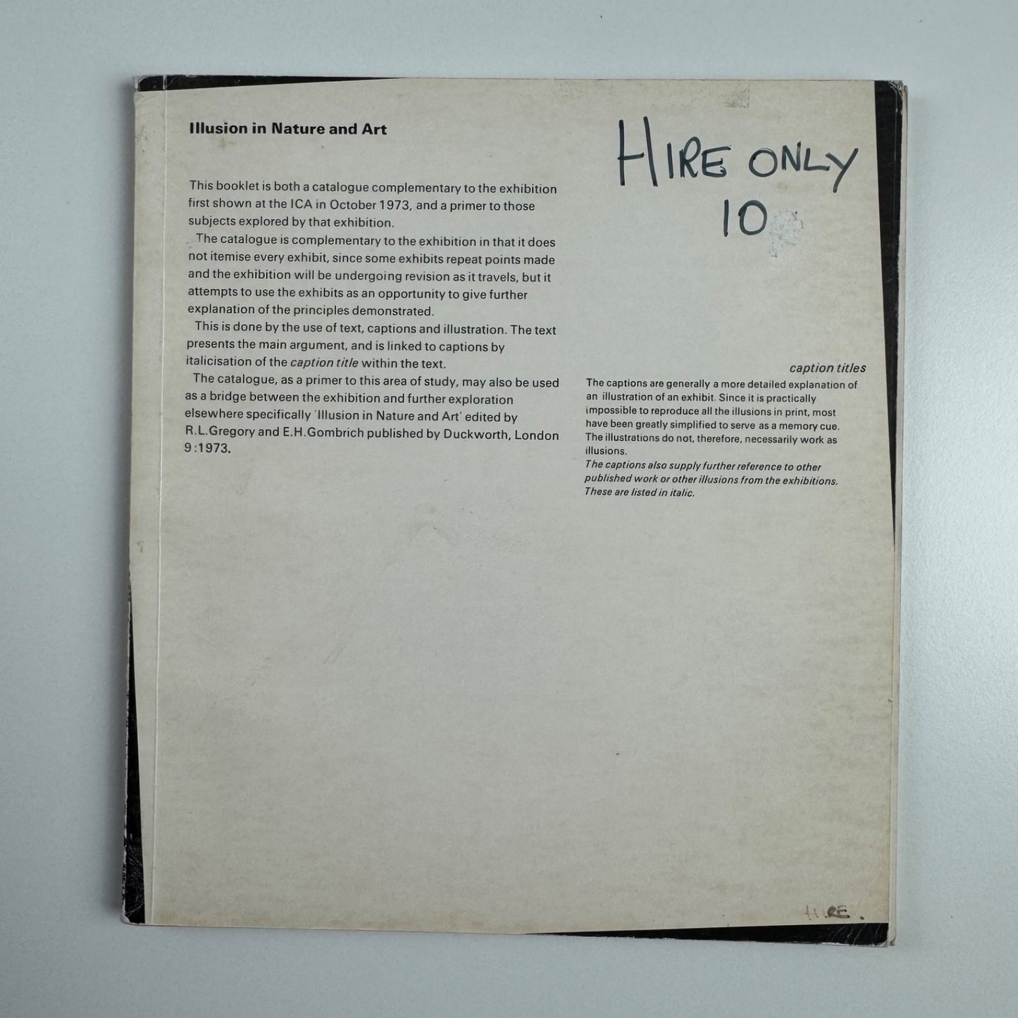 Illusion in Nature and Art | ICA catalogue, October 1973