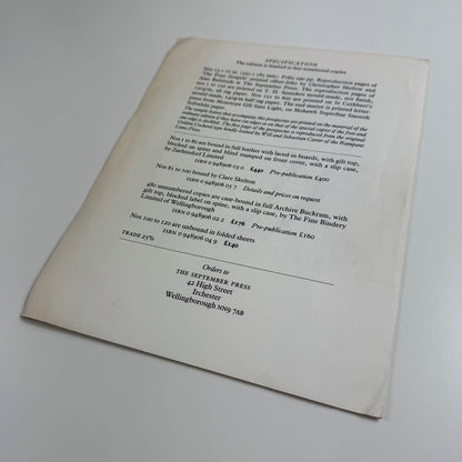 Order form for The Four Gospels The September Press Christopher Skelton, 1988 reproduction of The Golden Cockerel Press