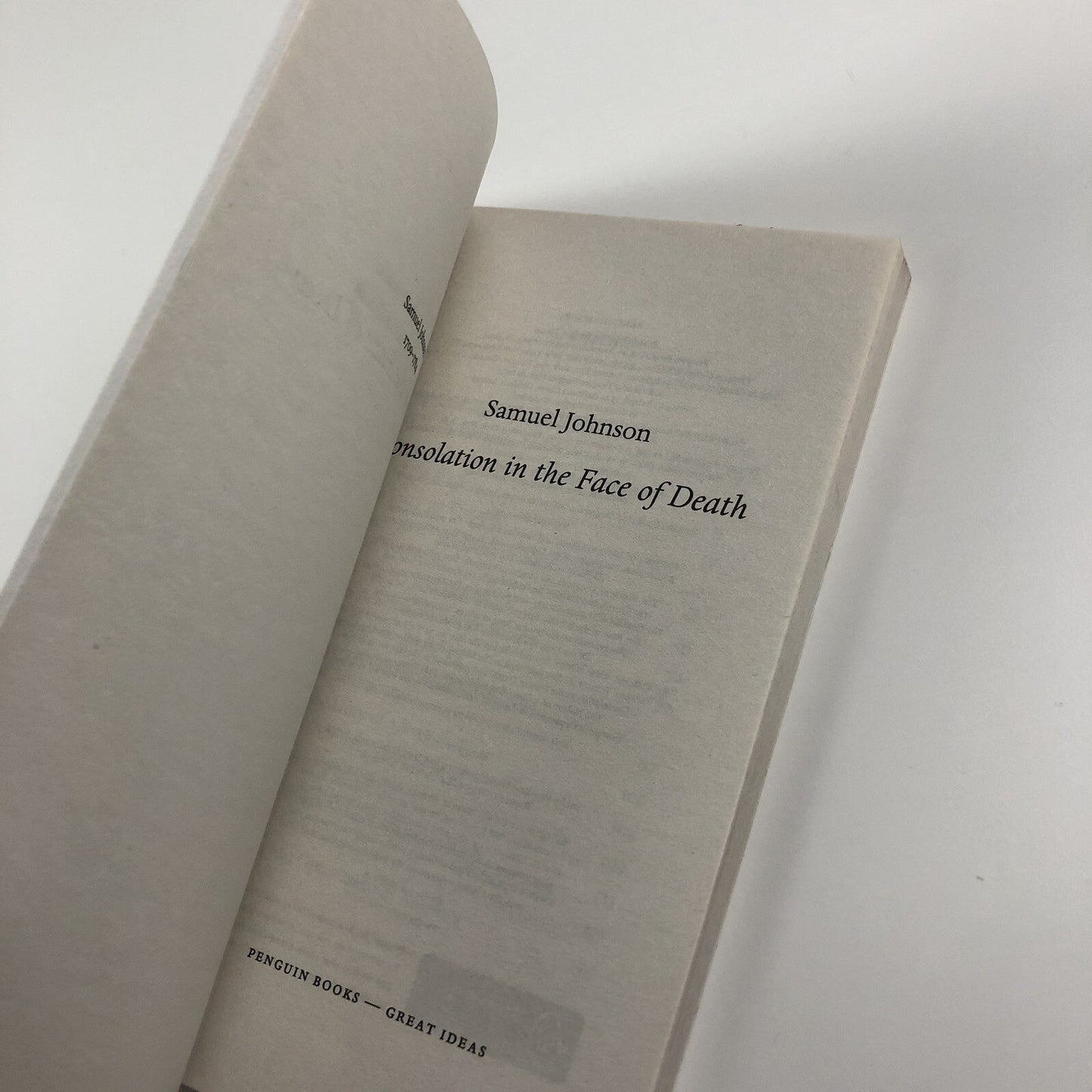 Consolation in the Face of Death by Samuel Johnson | Penguin Books – Great Ideas series, 2009