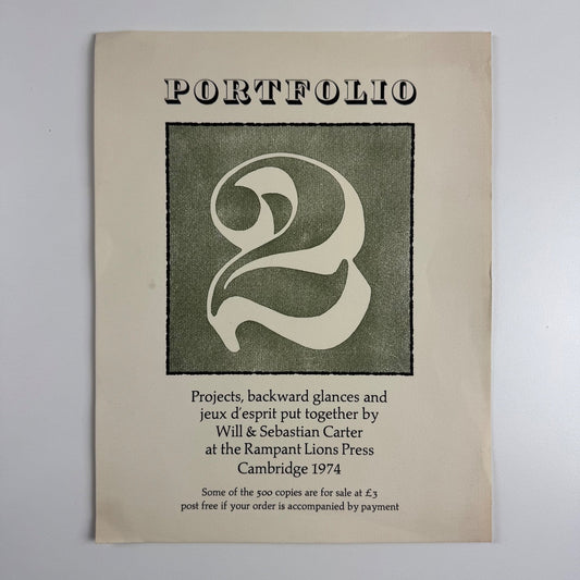 Small poster for Portfolio... Will & Sebastian Carter Rampant Lions Press 1974
