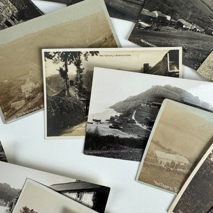 Collection of 54 black and white RP postcards of Branscombe Devon one lot