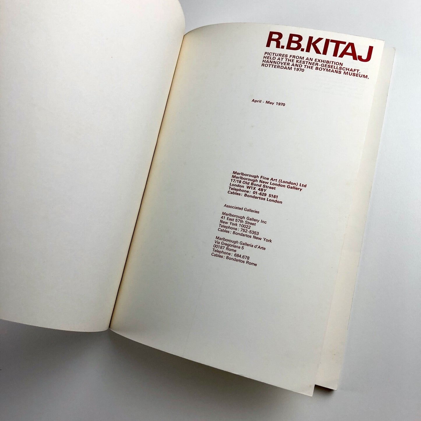 R.B. Kitaj | Kestner-Gesellschaft / Boymans Museum | Marlborough Fine Art catalogue, 1970 | Typography by Gordon House