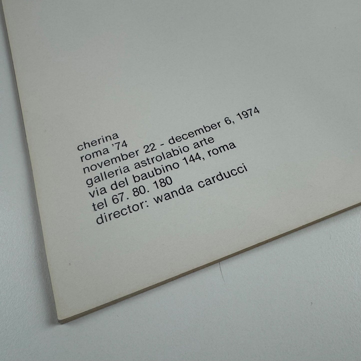 Drago Cherina | Galleria Astrolabe Arte, Rome, 1974