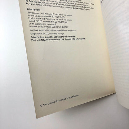 Environment & Planning B - Architectural journal | Volume 1, Number 1, 1974