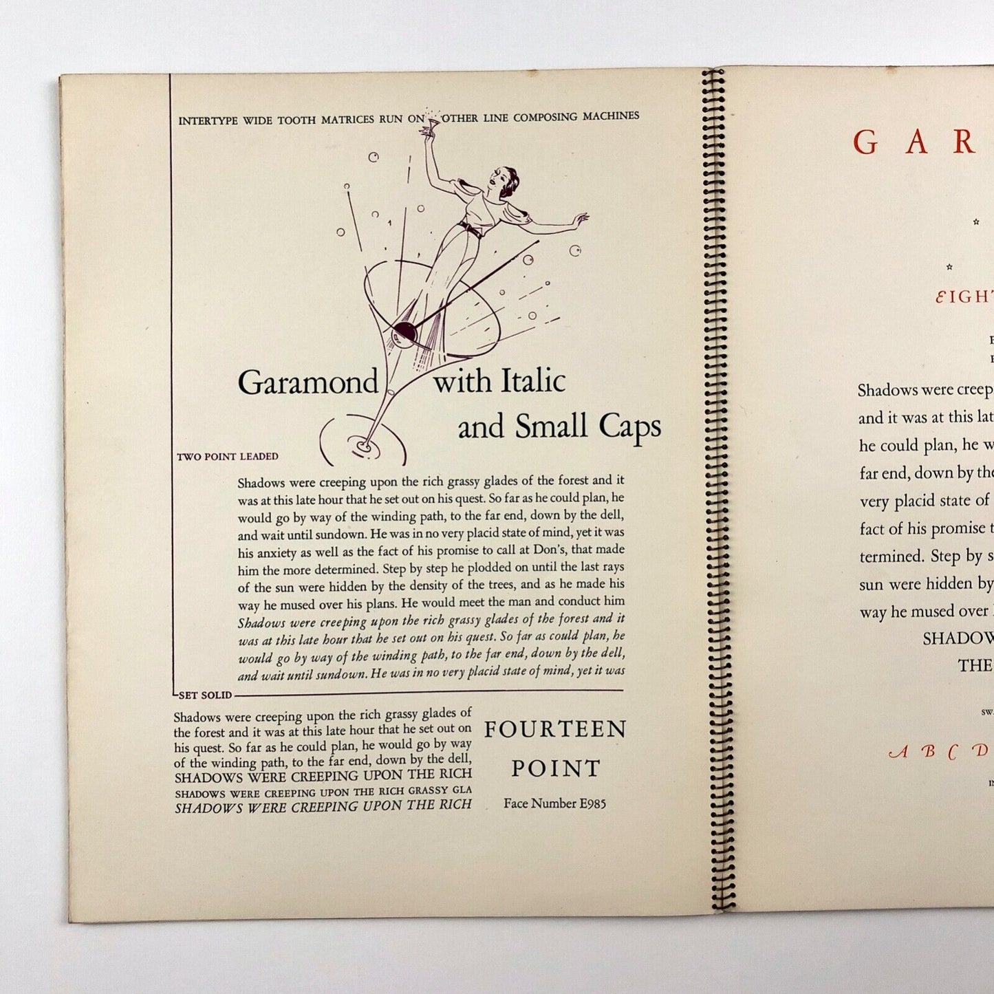 Intertype Garamond | Wire-bound type specimen brochure | Undated