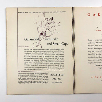 Intertype Garamond | Wire-bound type specimen brochure | Undated