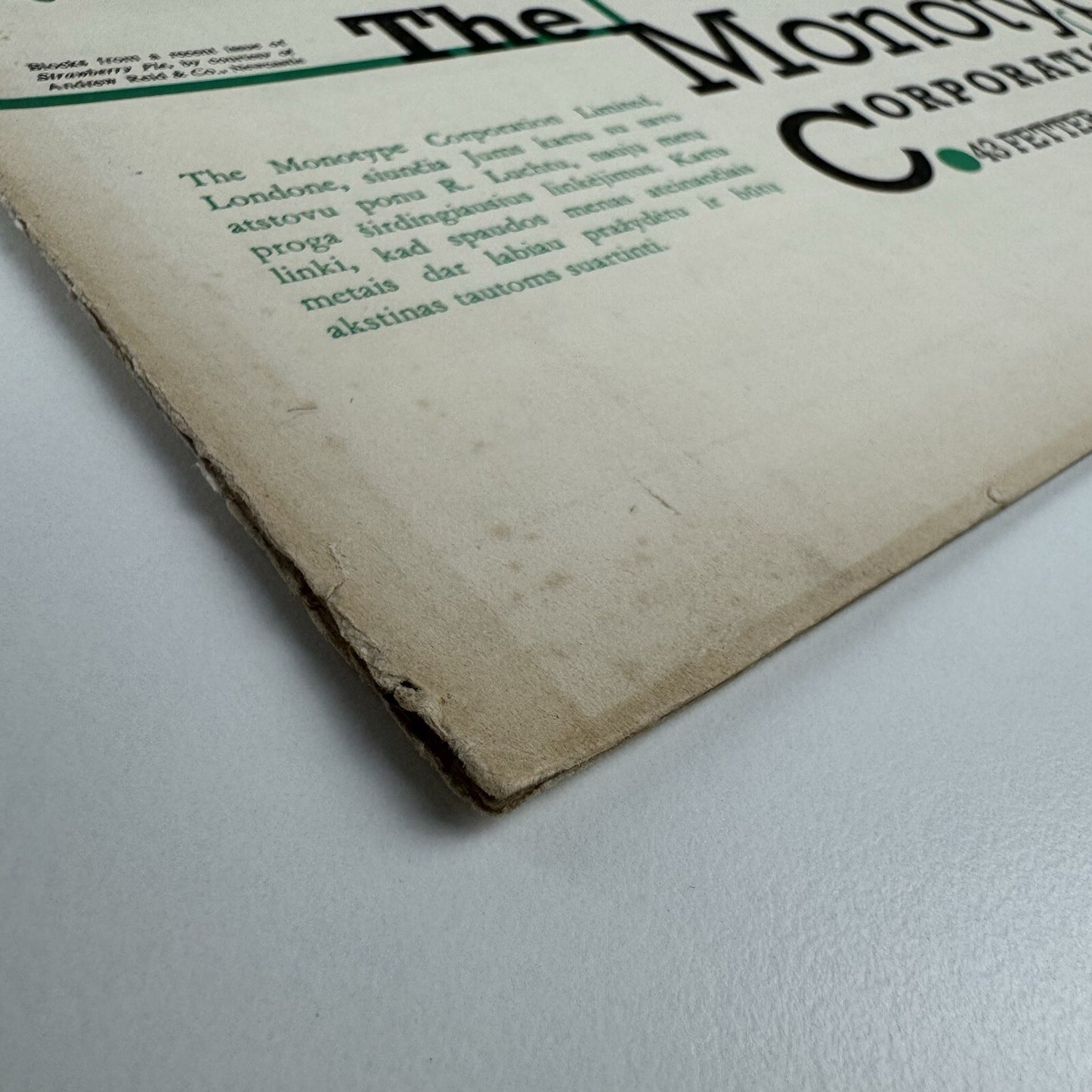 Monotype News Letter 18 | 23 February 1935 | Fold-out type specimen sheet