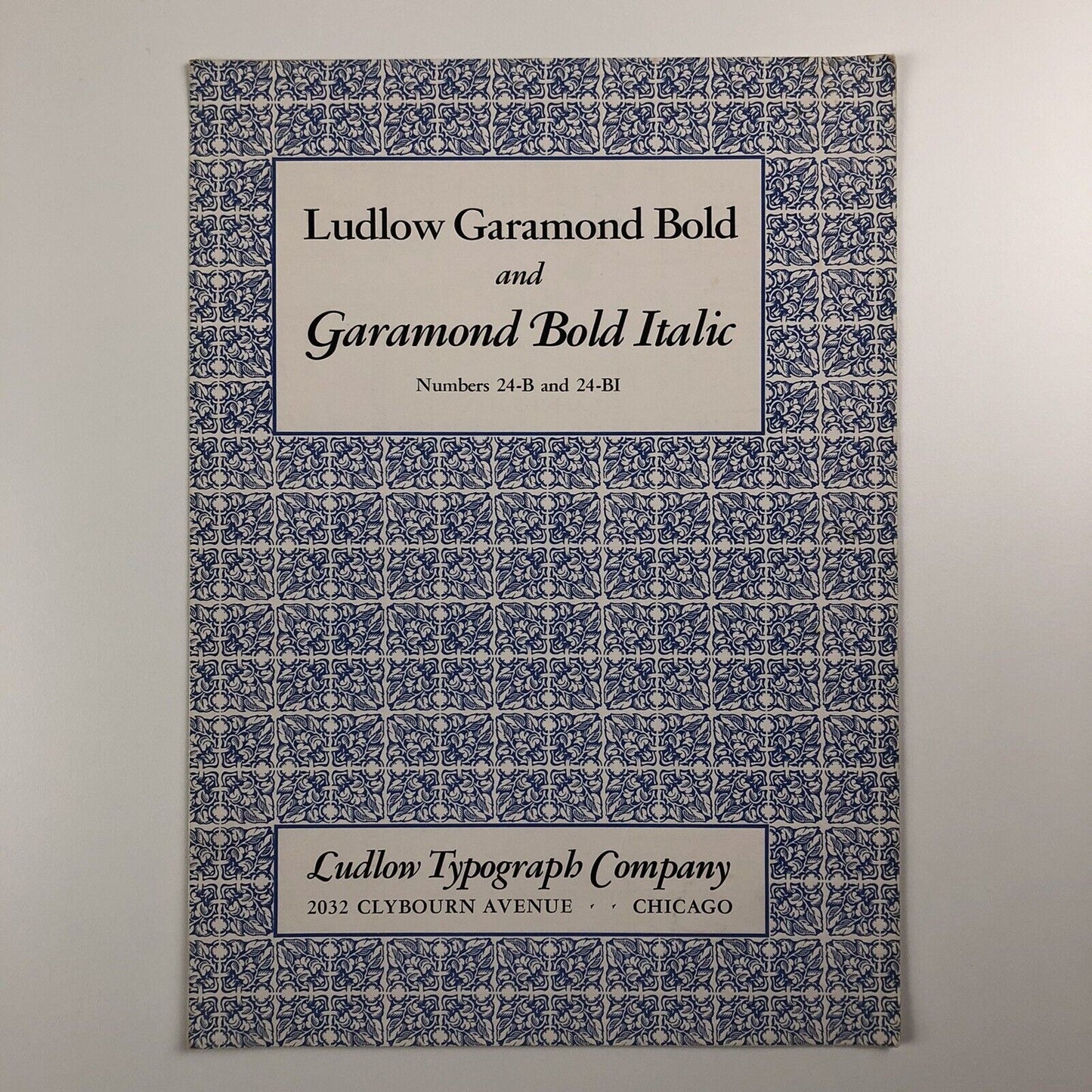 Type specimen – Ludlow Garamond Bold and Italic | Ludlow Typography Company | Undated