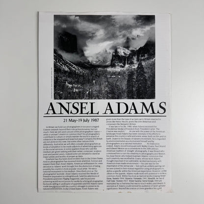 Leaflet for the exhibition Ansel Adams at The Barbican 1987