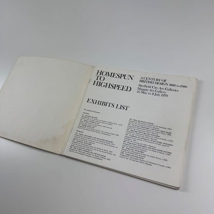 Homespun to Highspeed. A century of British design 1880 to 1980 exhibits list