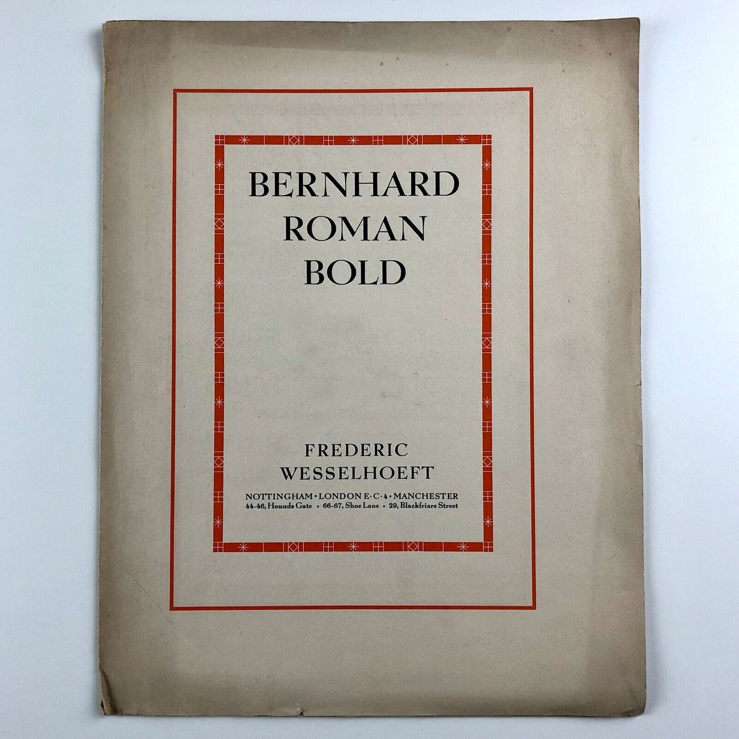 [Lucian] Bernhard Roman Bold type specimen booklet | Frederic Wesselhoeft, undated