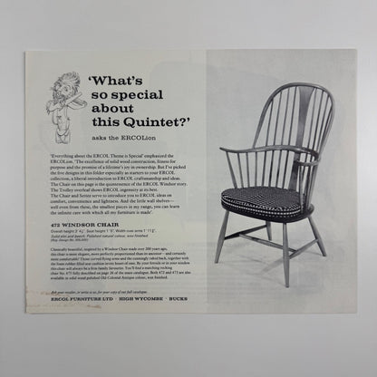 Ercol leaflet 'What’s so special about this Quintet' ERCOLion Windsor chair 1960s