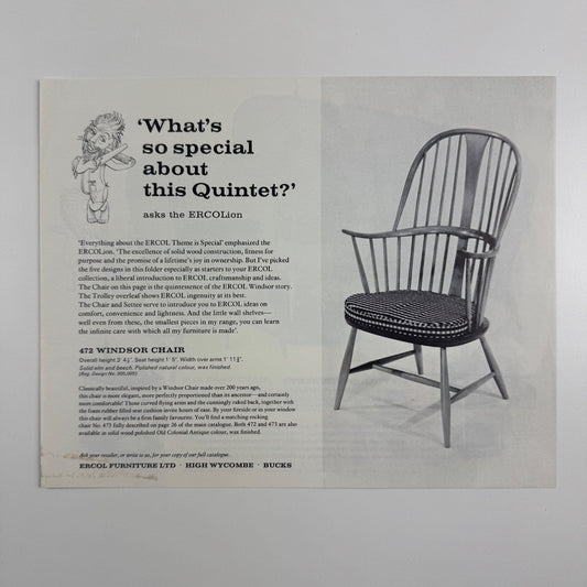 Ercol leaflet 'What’s so special about this Quintet' ERCOLion Windsor chair 1960s