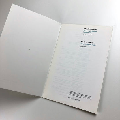 Classic Revivals – Monotype Conference Exhibition, 1992 | Stanley Morison, Chris Burke