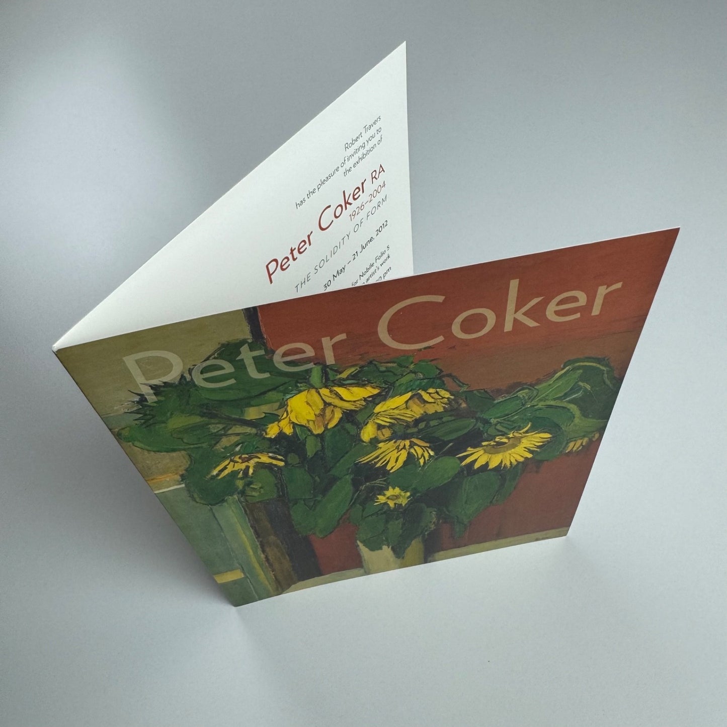 Private view invite for Peter Coker Solidaity of Form |Piano Nobile | Robert Travers, 2012