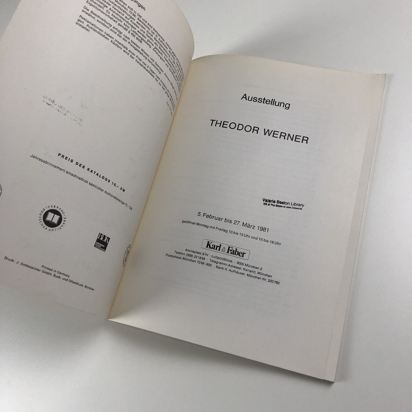 Theodor Werner | Karl & Faber, Munich 1981 exhibition catalogue