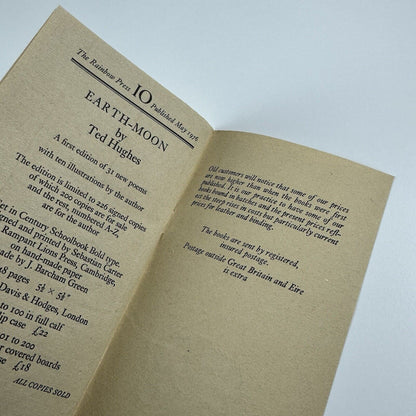Leaflet for The Rainbow Press | The first 10 publications 1970-1977 | The John Robert Press | includes Ted Hughes, Sylvia Plath
