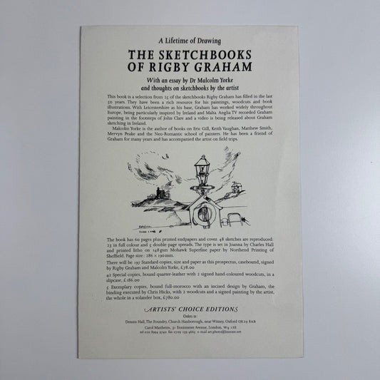 Prospectus for The Sketchbooks of Rigby Graham essay by Dr Malcolm Yorke Artists' Choice Editions, Oxford, 2004