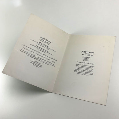 Folding card for John Goto. Terezin | Cornerhouse, Manchester, 1989