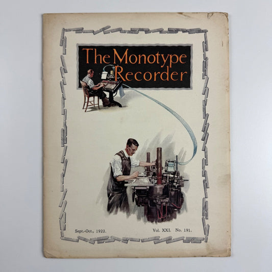The Monotype Recorder September October 1922 Vol XXI No 191