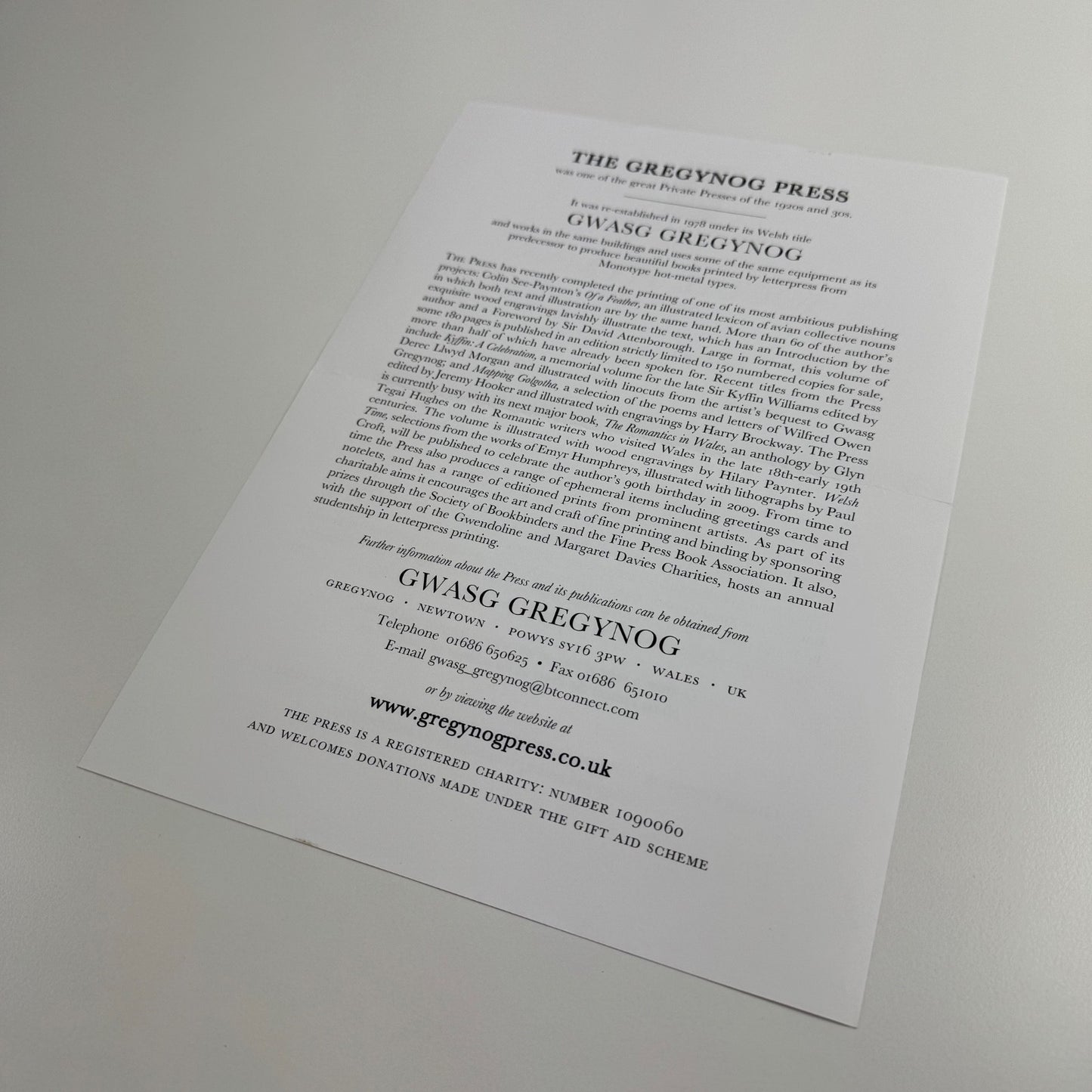 Leaflet for Social Hymns. A Selection in celebration of Robert Owen | Gwasg Gregynog