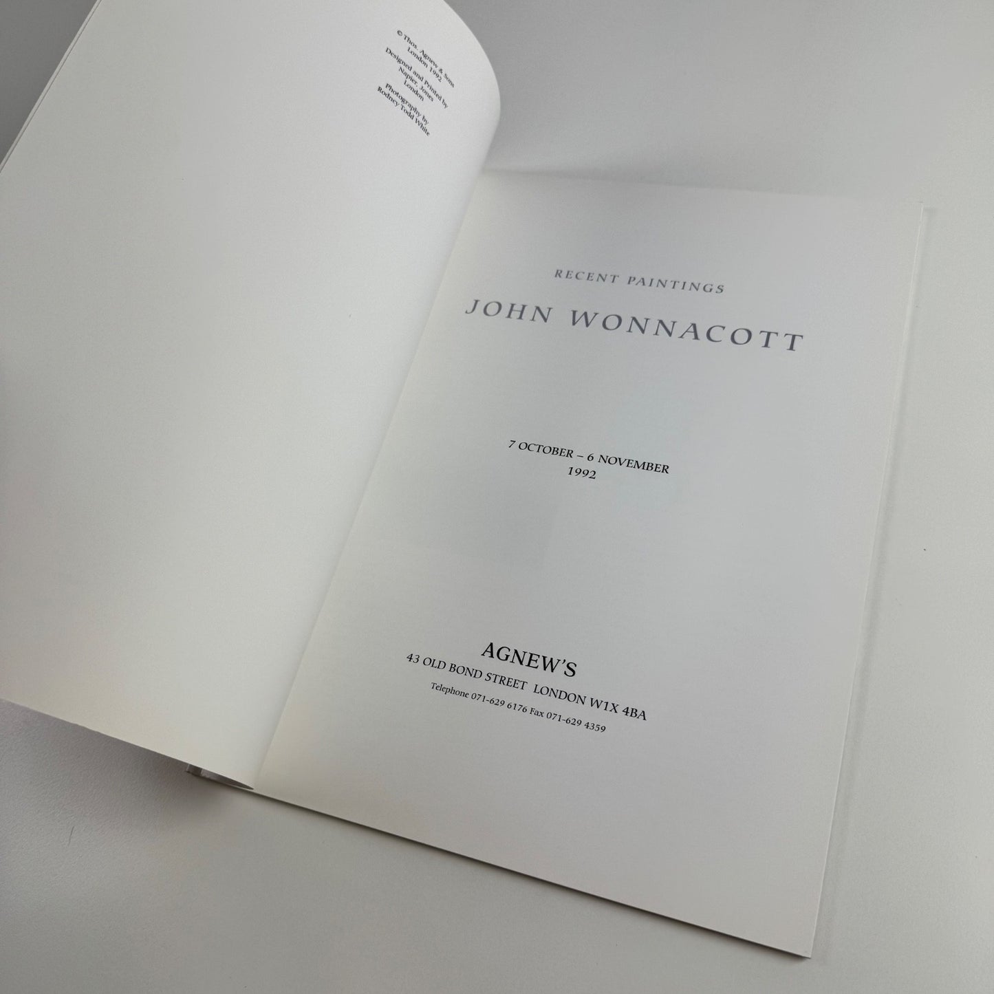 John Wonnacott. Recent Paintings | Agnew's 1992