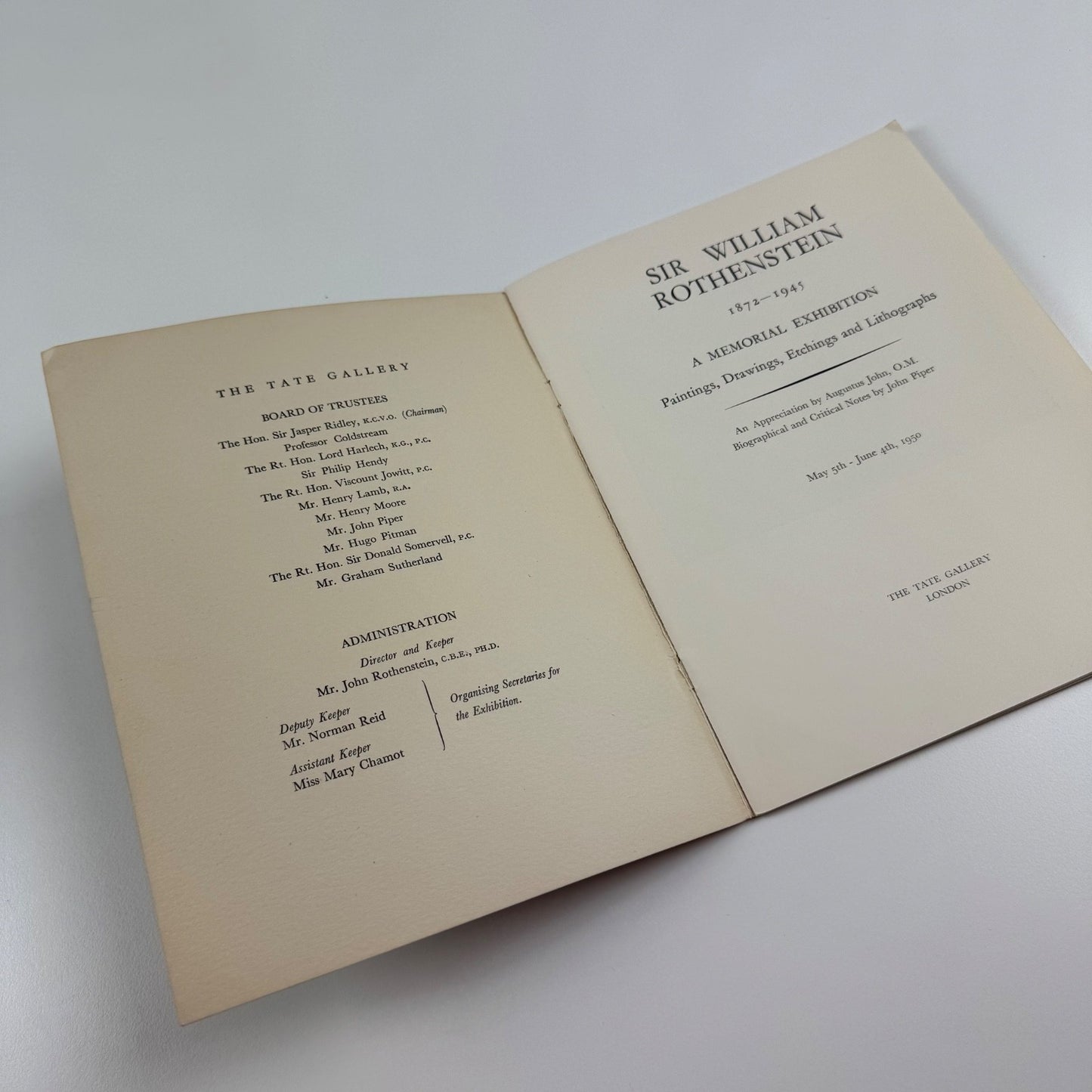 William Rothenstein Memorial Exhibition | Tate, 1950