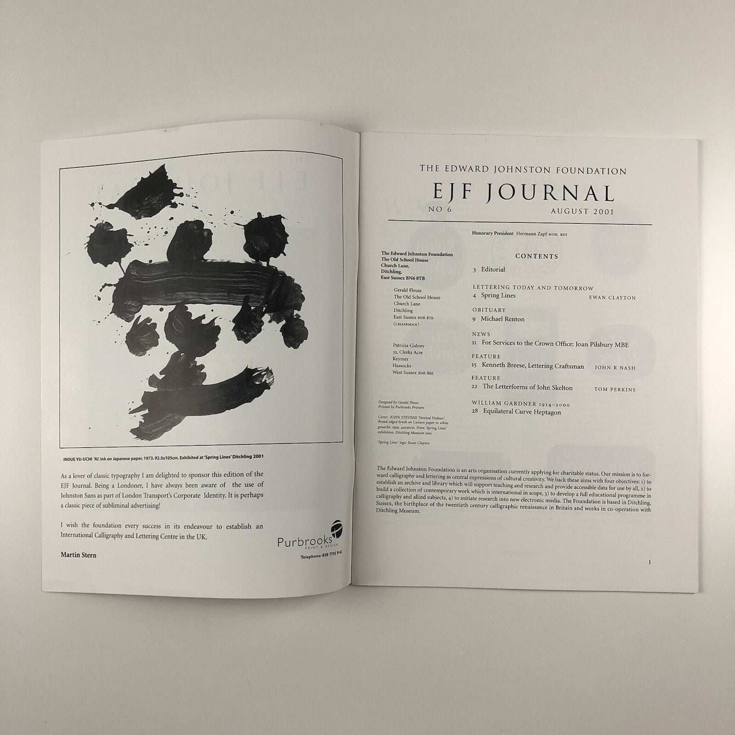 Edward Johnston Foundation – EJF Journal No 6, August 2001