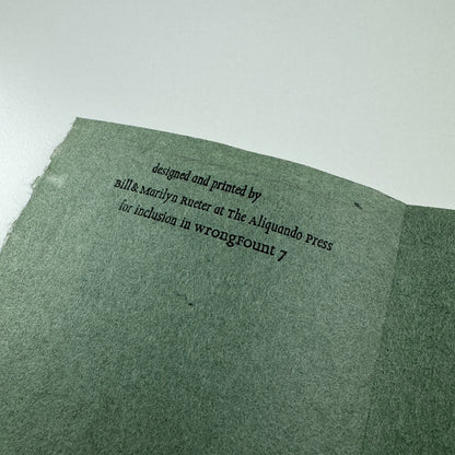 Keepsake. Hojoki by Kamo no Chomei | Bill and Marilyn Rueter at The Aliquando Press | For inclusion in wrongFount 7.