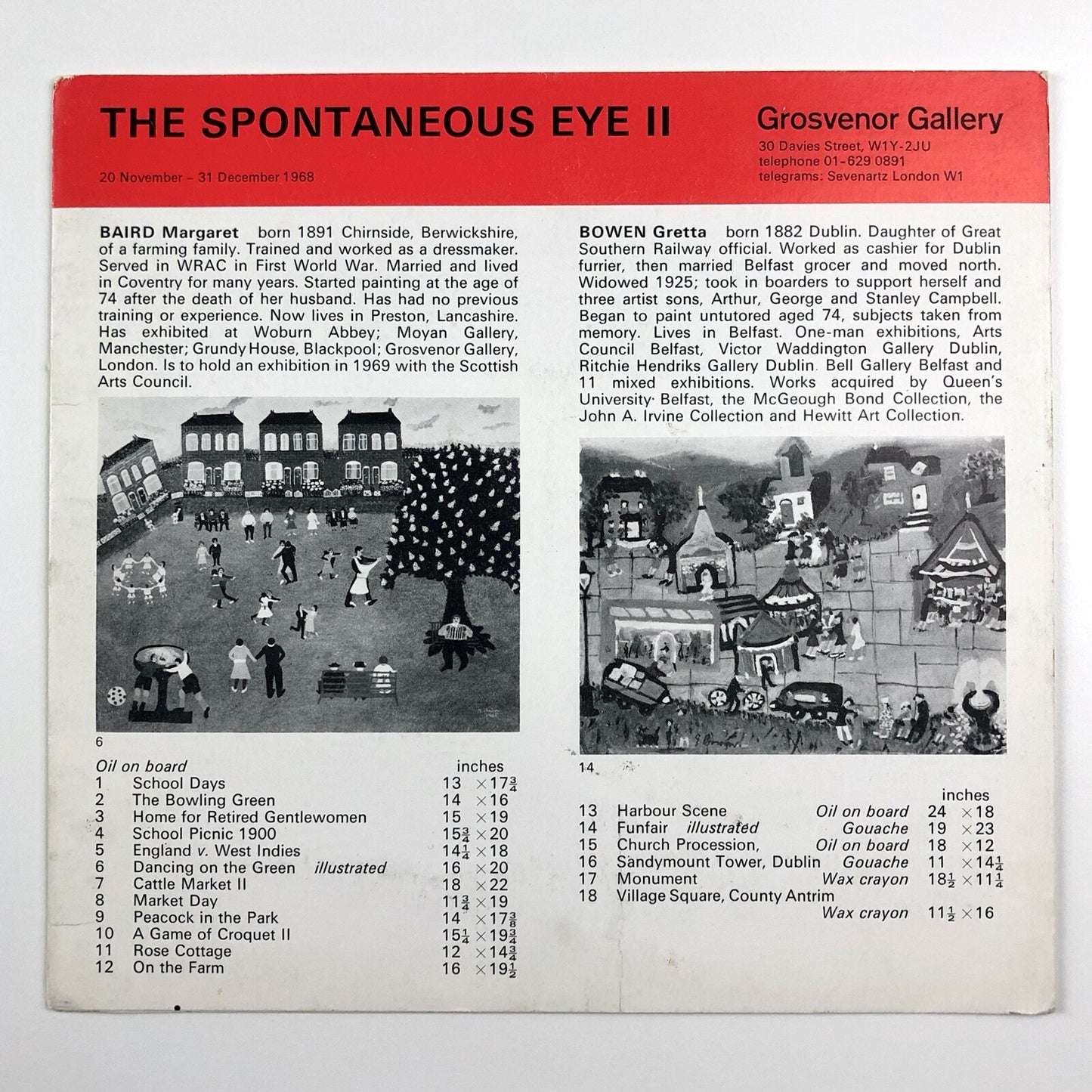 The Spontaneous Eye II – Grosvenor Gallery folded card, Nov-Dec 1968