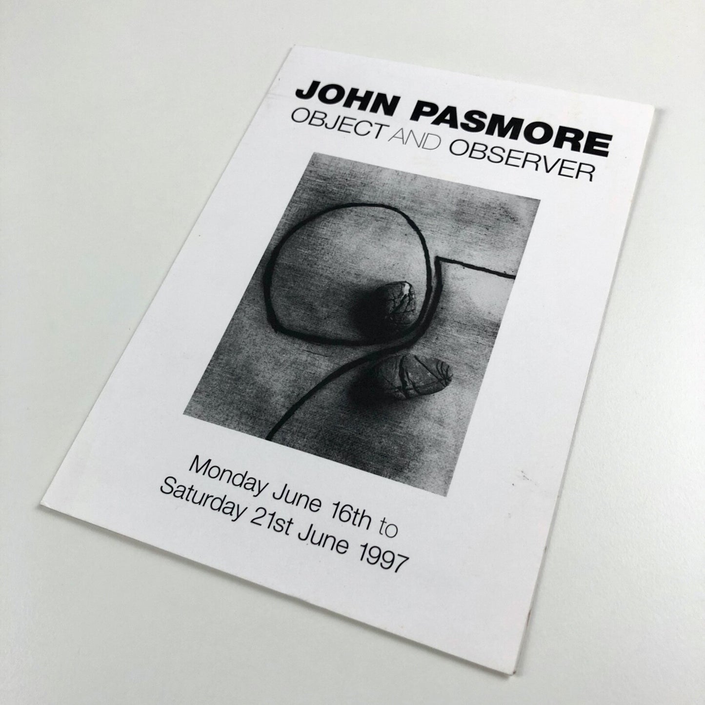 John Pasmore – Object & Observer, Paintings & Sculpture | The Air Gallery folded card, 1997