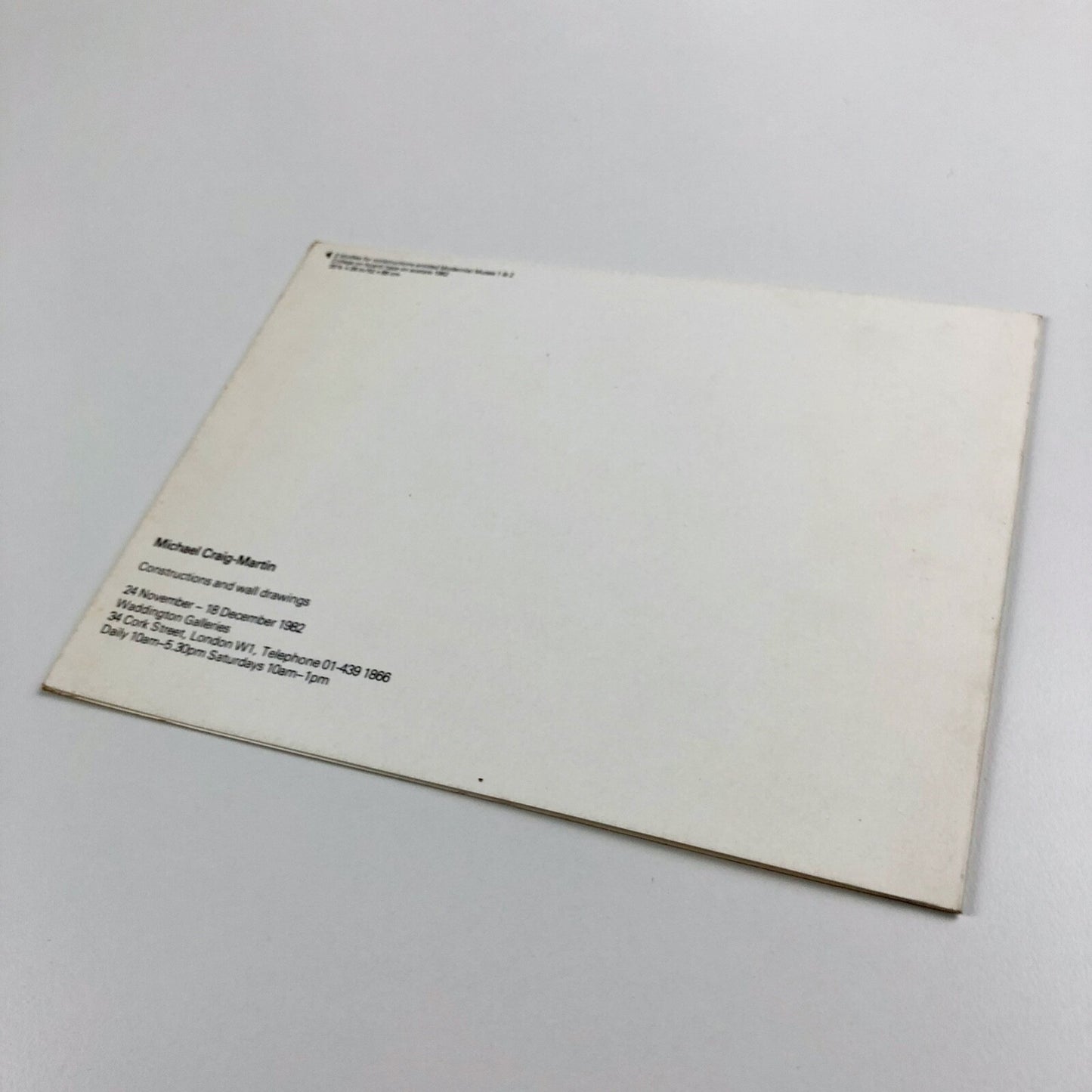 Michael Craig-Martin – Constructions and wall drawings | Waddington Galleries exhibition card, 1982