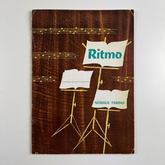 Ritmo type specimen leaflet for Società Nebiolo Aldo Novarase