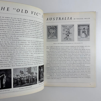 The Old Vic Theatre Company. Tour of Australia New Zealand edited by Tatlock Miller | British Council 1948