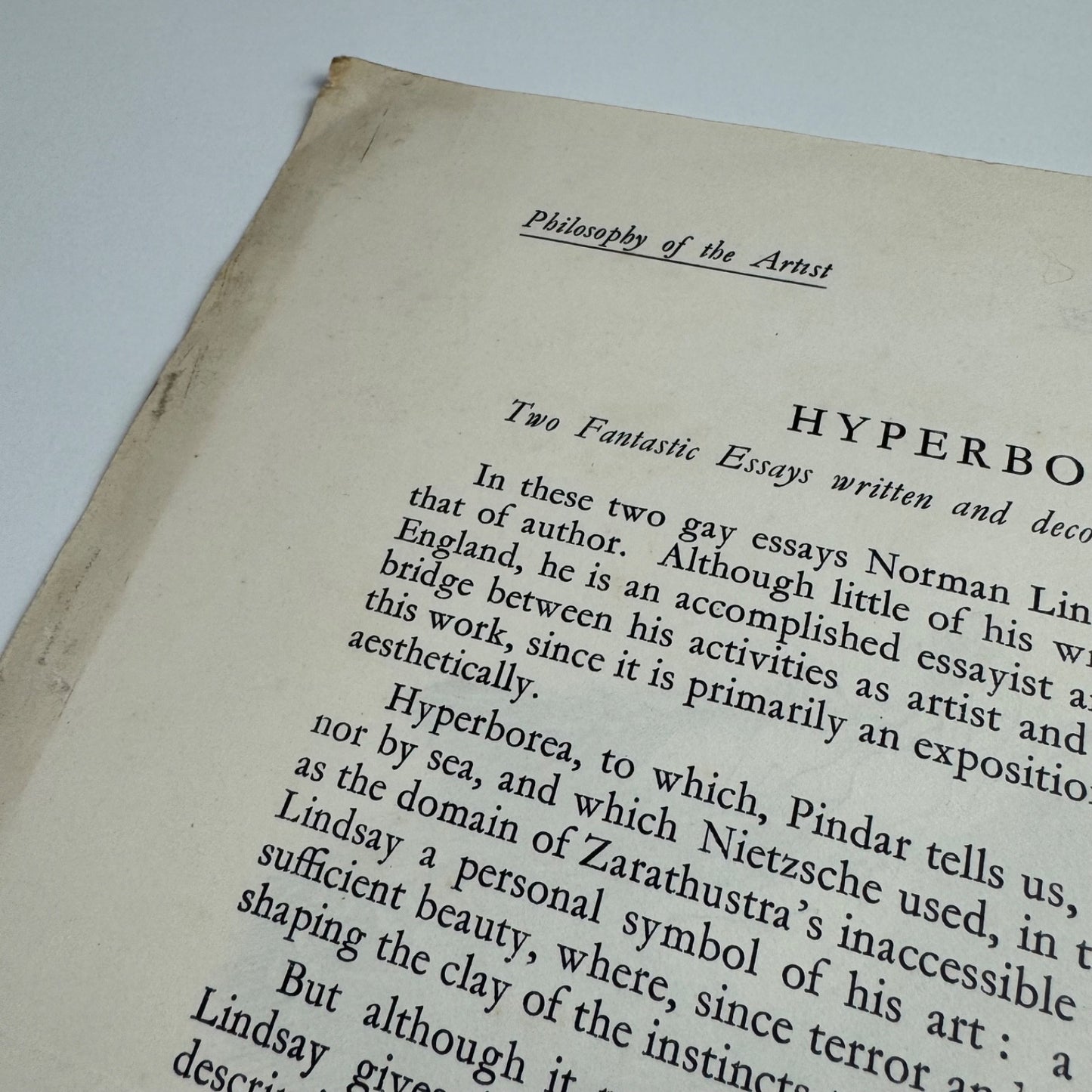 Promotional sheet for Hyperborea Two fantastic travel essays by Norman Lindsay | The Franfrolico Press c.1928
