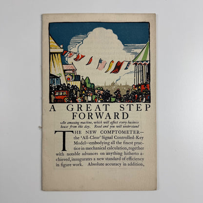 Booklet A great step forward. An amazing machine. The new comptometer. Booklet designed by  Claud Lovat Fraser Curwen Press 1921
