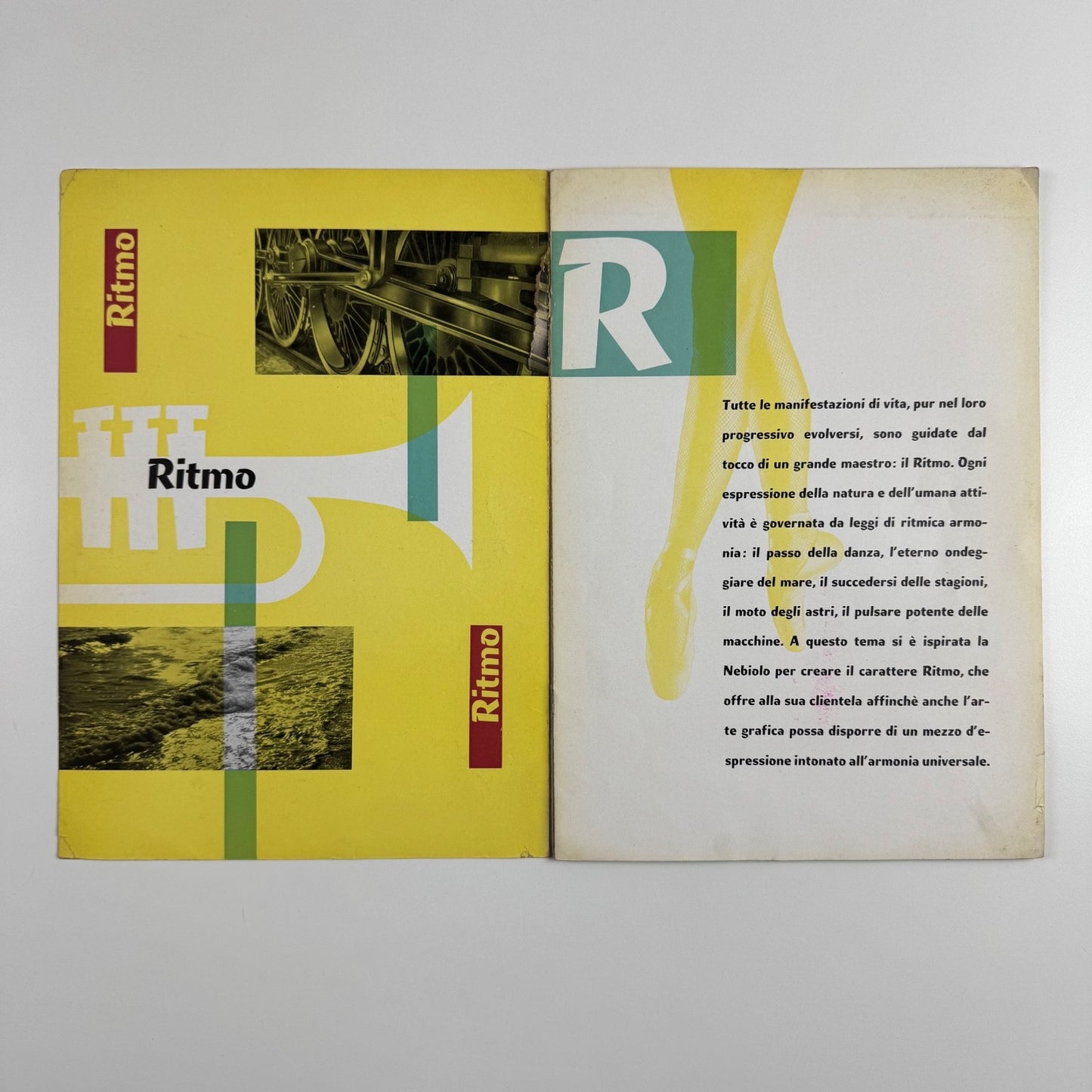 Ritmo type specimen leaflet for Società Nebiolo Aldo Novarase