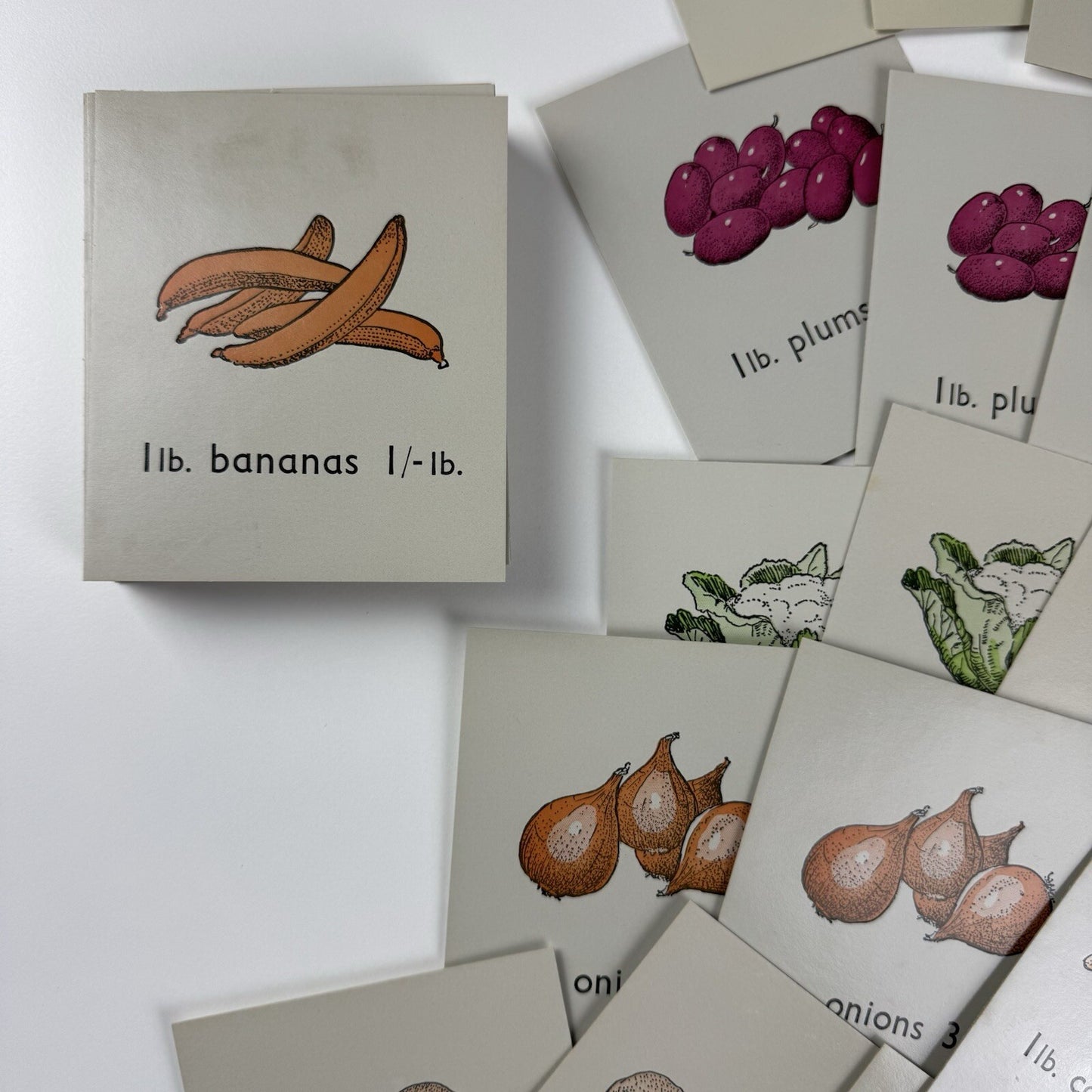 No 10 The Greengrocer's Shop educational maths toy | E.J. Arnold c.1950s – 86 cards