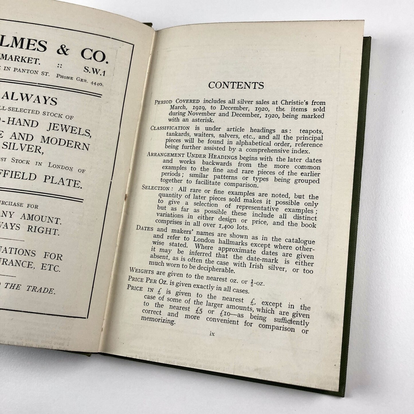 ABC Auction Sales Record of Old English Silver: Christies, 1920 | Alfred Abbey