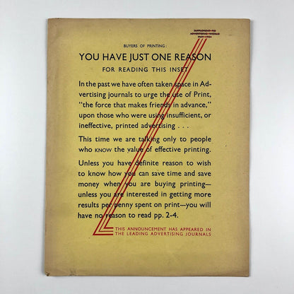 Monotype advertisement 'Buyers of Printing' | Promotional leaflet | May 1931 in Gill Sans