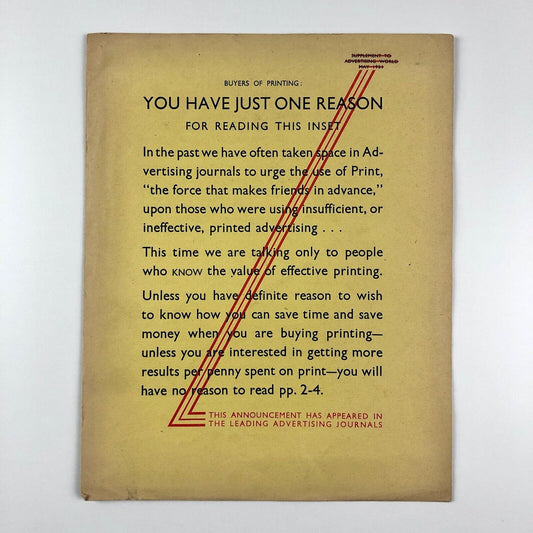 Monotype advertisement 'Buyers of Printing' | Promotional leaflet | May 1931 in Gill Sans