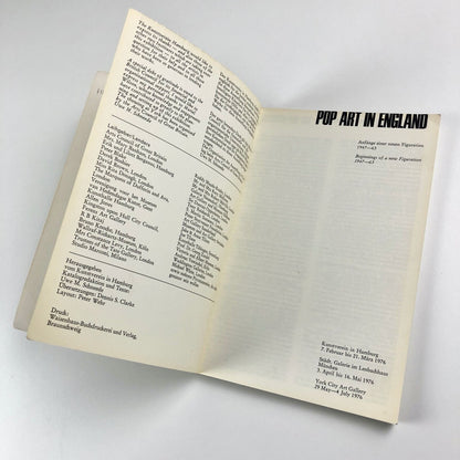 Pop Art in England, Beginnings of a New Figuration | Kunstverein, Hamburg, York | 1976 catalogue