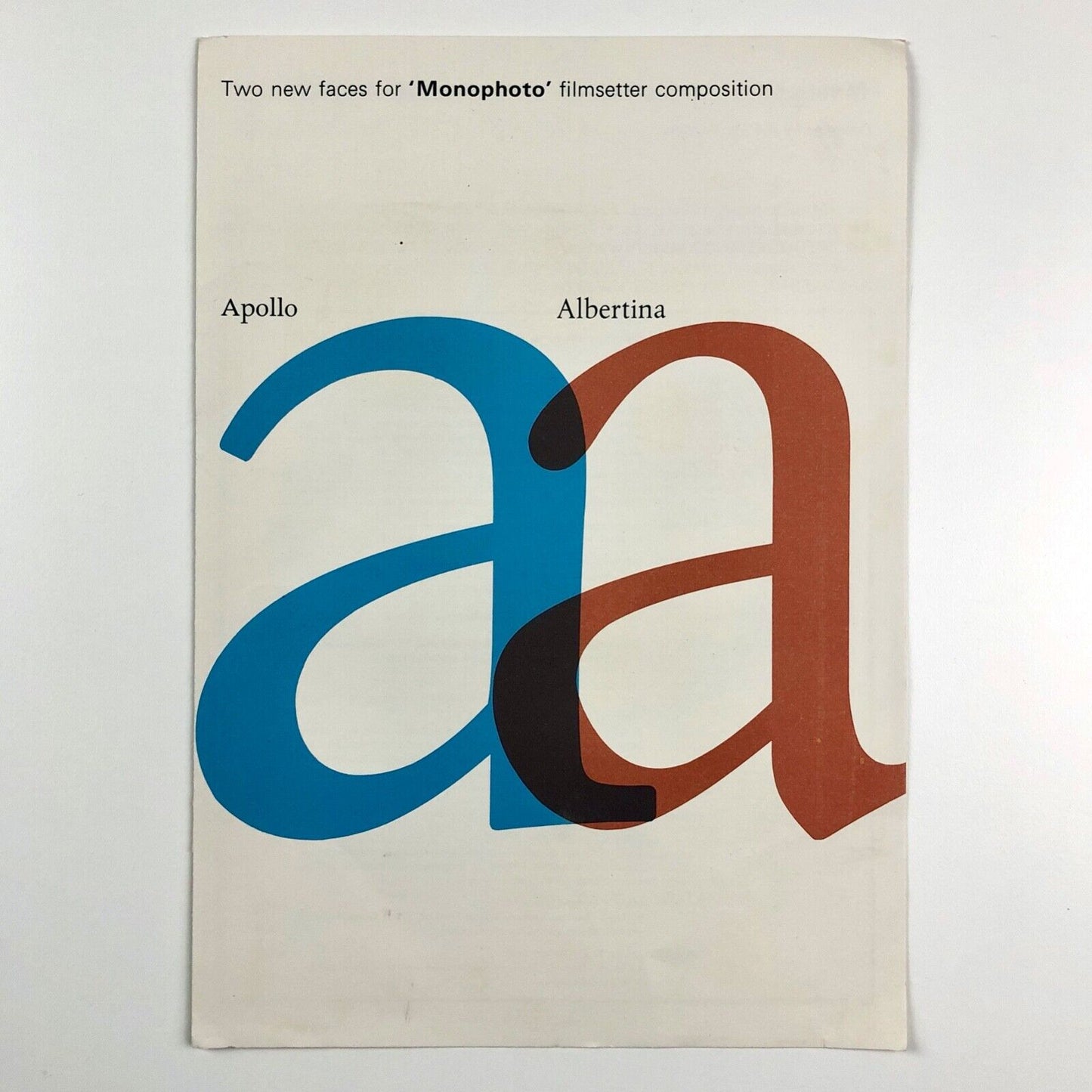Apollo & Albertina Monophoto type specimen Monotype Corporation Adrian Frutiger